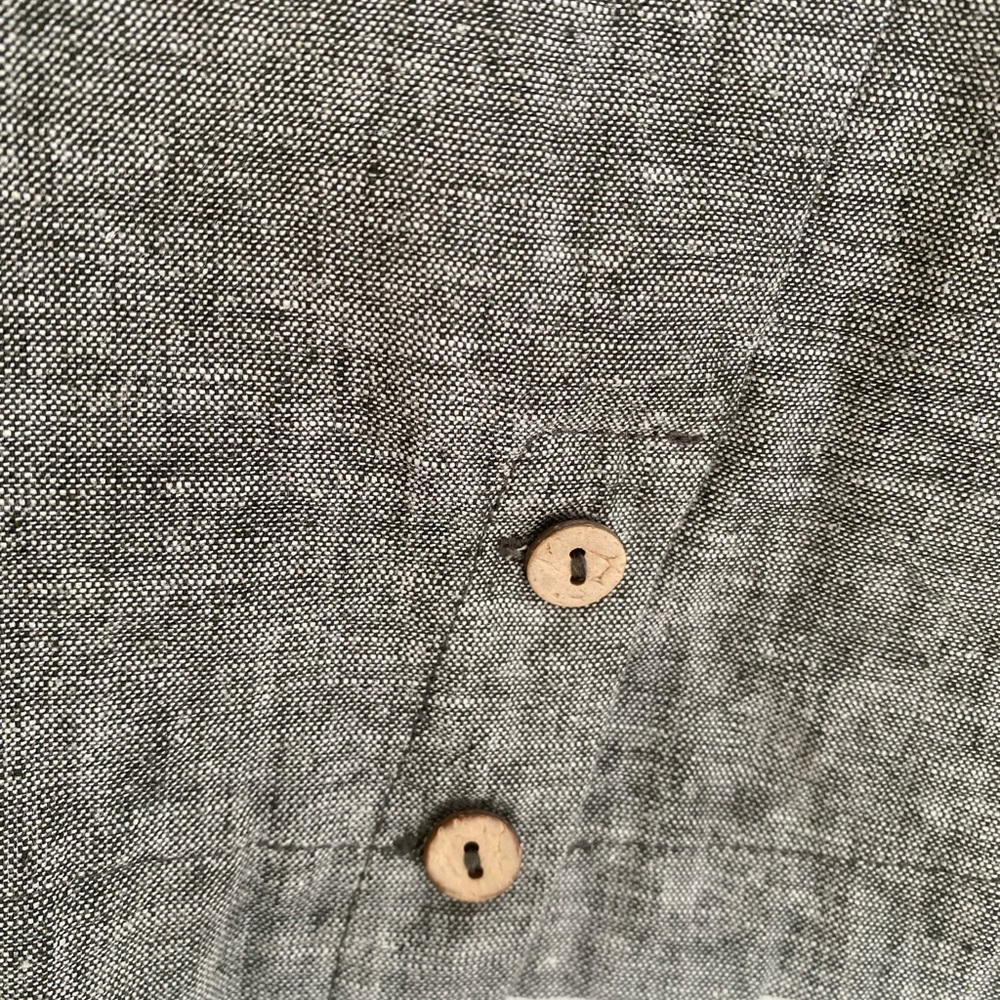 Light Gray Peter Pan Collar 3/4 Sleeve linen Blouse - Picture 4 of 5